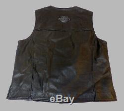 Harley Davidson Bar & Shield Black Leather Vest Mens Large Lg Very Nice 121