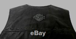 Harley Davidson Bar & Shield Black Leather Vest Mens Large Lg Very Nice 121