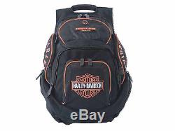Harley-Davidson Bar & Shield Deluxe Backpack Bag Black-Orange BP1900S-ORG BLK