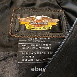 Harley Davidson Bar Shield Eagle Embroidered Vest Zip Up Leather Vest Size XL