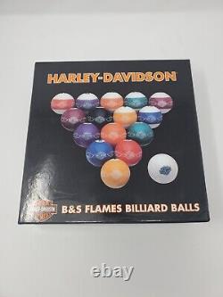 Harley-Davidson Bar & Shield Flames Billiard Ball Set HDL-10167 Used with Box
