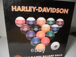 Harley-Davidson Bar & Shield Flames Billiard Balls Pool Billiards Full Boxed Set
