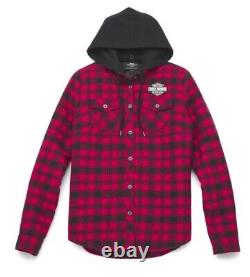 Harley Davidson Bar & Shield Flannel Shirt Jacket With Removable Hood