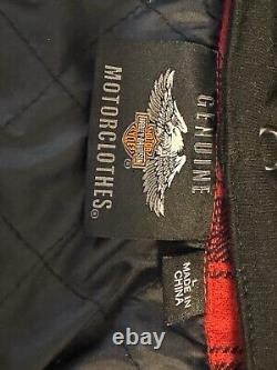 Harley Davidson Bar & Shield Flannel Shirt Jacket With Removable Hood