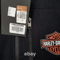 Harley Davidson Bar & Shield Graphic Mens L Full Zip Mockneck Sweatshirt Black