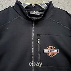 Harley Davidson Bar & Shield Graphic Mens L Full Zip Mockneck Sweatshirt Black