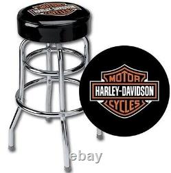 Harley-Davidson Bar & Shield Logo Black 30 Bar Stool Chrome Legs HDL-12116