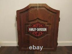 Harley-Davidson Bar & Shield Logo Dart Board Cabinet Pine Wooden Cabinet 61905