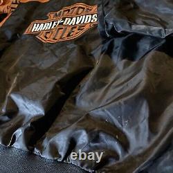Harley Davidson Bar & Shield Logo Embroidered Satin Bomber Riding Jacket 3XL