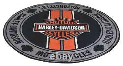 Harley-Davidson Bar & Shield Logo Racing Stripes Round Area Rug 5.25 ft