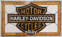 Harley-Davidson Bar & Shield Logo Stainglass Window 23x13 1/2