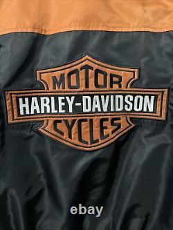 Harley Davidson Bar Shield Motorcycle Orange Black Jacket 97068-00V Size Small