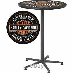 Harley-Davidson Bar & Shield Oil Can Tall Round Cafe Bistro Pub Table 41in. H
