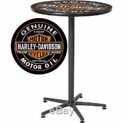 Harley-Davidson Bar & Shield Oil Can Tall Round Cafe Bistro Pub Table 41in. H