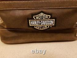 Harley-Davidson Bar & Shield Olive Suede Leather Toiletry Kit
