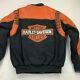 Harley Davidson Bar & Shield Orange Black Leather And Wool Jacket Xs