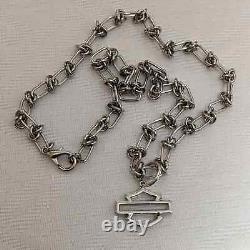 Harley Davidson Bar & Shield Outline Charm on Stainless Steel Knot Thorn Chain