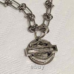 Harley Davidson Bar & Shield Outline Charm on Stainless Steel Knot Thorn Chain