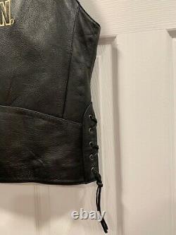 Harley Davidson Bar Shield Snap Up Embroidered Leather Vest Size Men XL NICE
