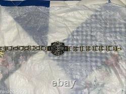 Harley Davidson Bar & Shield Sterling Silver Chain Link Biker Bracelet 46 gr EUC
