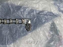 Harley Davidson Bar & Shield Sterling Silver Chain Link Biker Bracelet 46 gr EUC