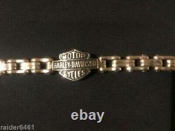 Harley Davidson Bar & Shield Sterling Silver Chain Link Biker Bracelet 48 gr EUC