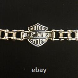 Harley Davidson Bar & Shield Sterling Silver Chain Link Biker Bracelet 80 Grams