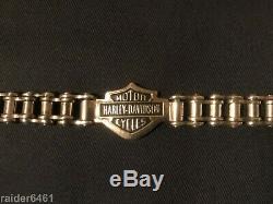 Harley Davidson Bar & Shield Sterling Silver Chain Link Bracelet 58.5 grm 9 3/8