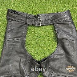 Harley-Davidson Bar Shield Stock Deluxe Black Leather Chaps 98090-06VW Women's L