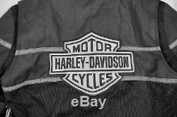 Harley-Davidson Black Gray Mesh Motorcycle Riding Jacket Bar Shield Biker L