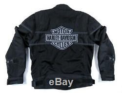 Harley-Davidson Black Gray Mesh Motorcycle Riding Jacket Bar Shield Biker XL