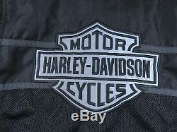 Harley-Davidson Black Gray Mesh Motorcycle Riding Jacket Bar Shield Biker XL