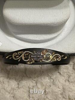 Harley Davidson Black Hills Stamper Gold Genuine Leaf Bar Shield Bracelet Cuff