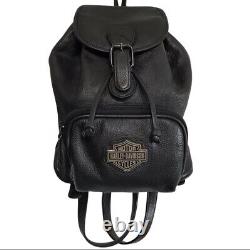 Harley Davidson Black Leather Bar & Shield Mini Backpack Shoulder Handbag Purse