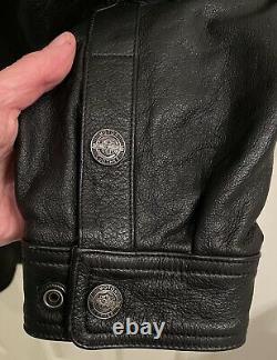 Harley-Davidson Black Leather Shirt Jacket Bar Shield Snap 98111-98VM Mens M
