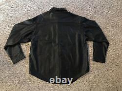 Harley Davidson Black Leather Shirt Jacket Bar Shield Snap Button Mens Size XL