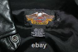 Harley-Davidson Black Leather Shirt Jacket Bar Shield Snap Mens XL