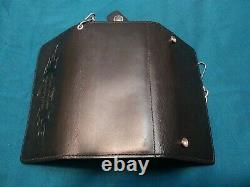 Harley Davidson Black Leather Trifold Wallet withChain, Bar & Shield Winged Flames