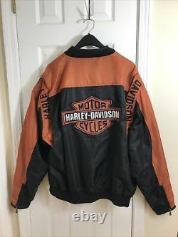 Harley Davidson Black Orange Bar & Shield Nylon Racing Jacket Mens Size XXXLarge