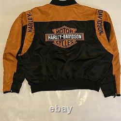 Harley Davidson Black Orange Bar & Shield Nylon Racing Jacket Size 3X 97068-00V