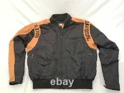 Harley Davidson Black Orange Bar & Shield Nylon Racing Jacket Size M