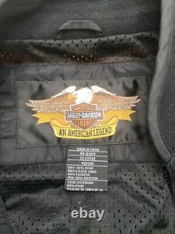 Harley Davidson Black Orange Bar & Shield Nylon Racing Jacket Size M