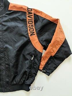 Harley Davidson Black Orange Bar & Shield Nylon Racing Jacket Size XL 97068-00V