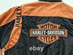 Harley Davidson Black Orange Bar & Shield Nylon Racing Jacket Size XL 97068-00V