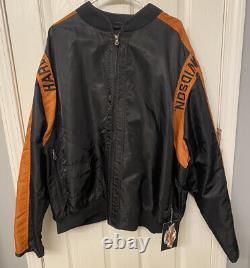 Harley Davidson Black Orange Bar & Shield Nylon Racing Jacket Size XXXLarge NWT