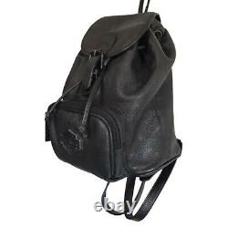 Harley-Davidson Black Pebbled Leather Mini Backpack HD Bar & Shield Plate/Stud