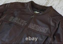 Harley Davidson Brown Leather Bar & Shield Motorcycle Jacket