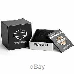 Harley Davidson Bulova 76B190 Orange Camo Bar & Shield Men's Watch Box & Papers