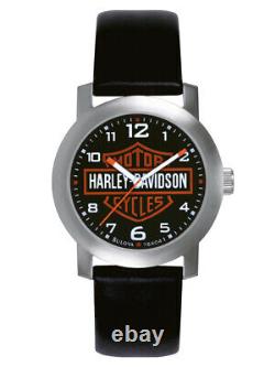 Harley-Davidson Bulova Men's Bar & Shield Black Leather Strap Watch 76A04