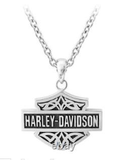 Harley-Davidson Celtic Bar & Shield Reversable Stainless Necklace B5 HSN0057